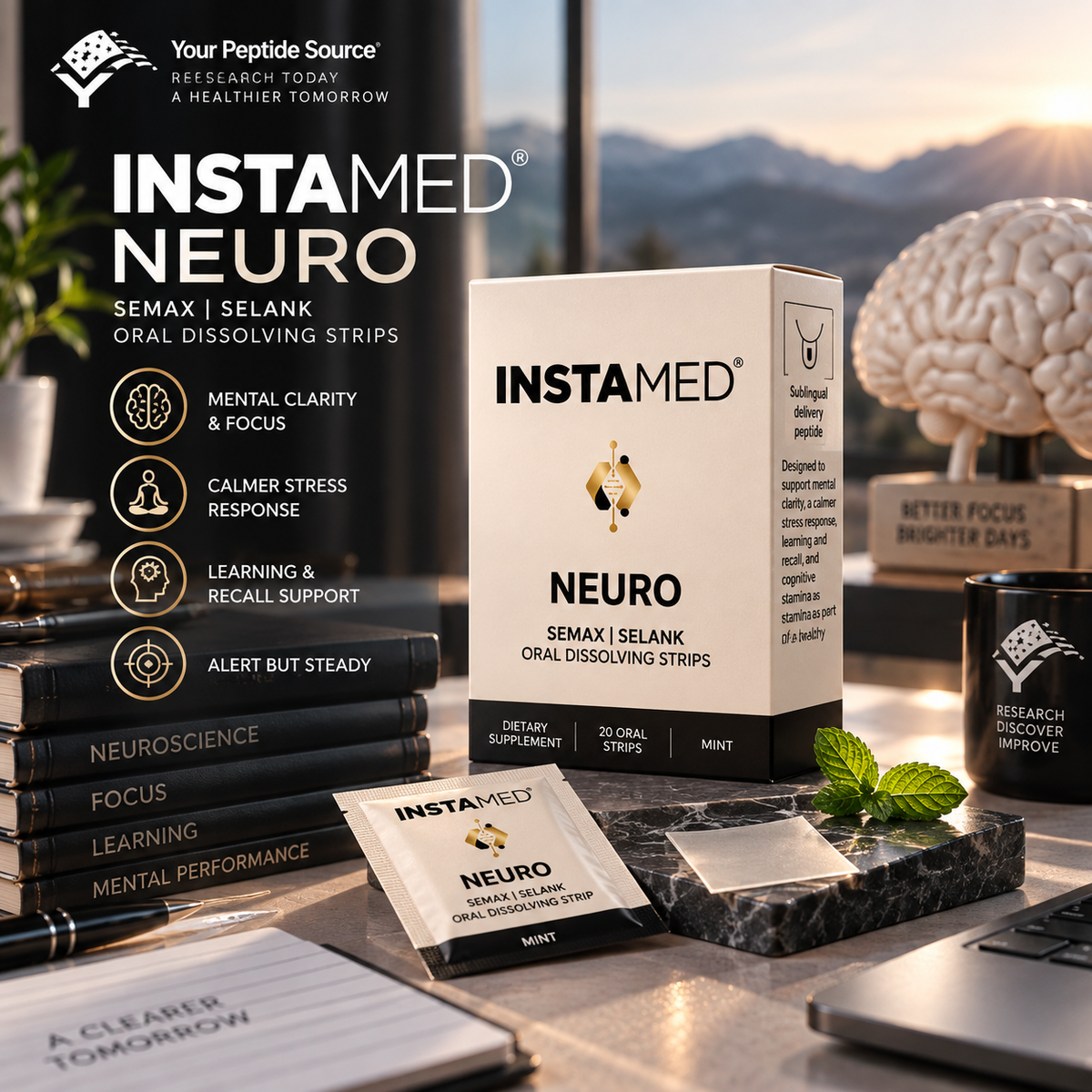 INSTAMED NEURO Semax + Selank Oral Dissolving Strips | 20 Count
