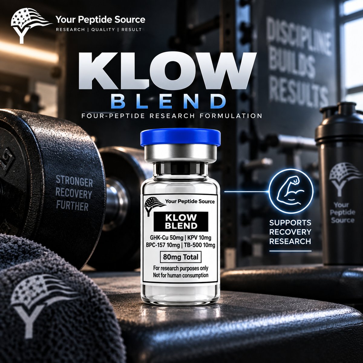 KLOW Blend 80mg – GHK-Cu 50mg / KPV 10mg / BPC-157 10mg / TB-500 10mg
