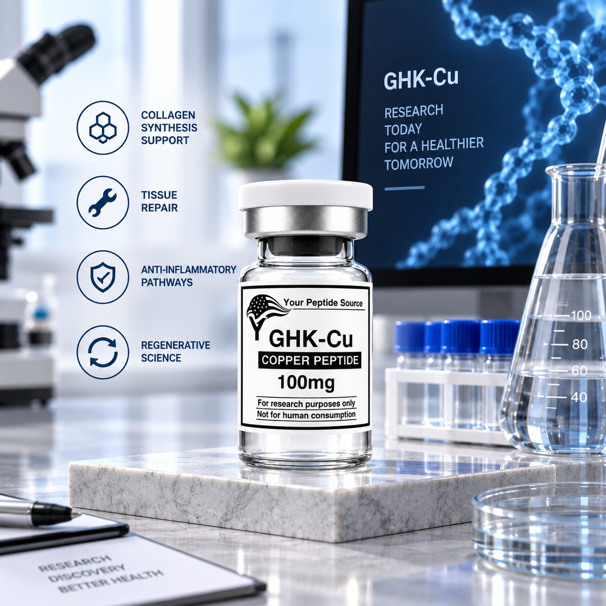GHK-Cu Copper Peptide 100mg | Research Peptide