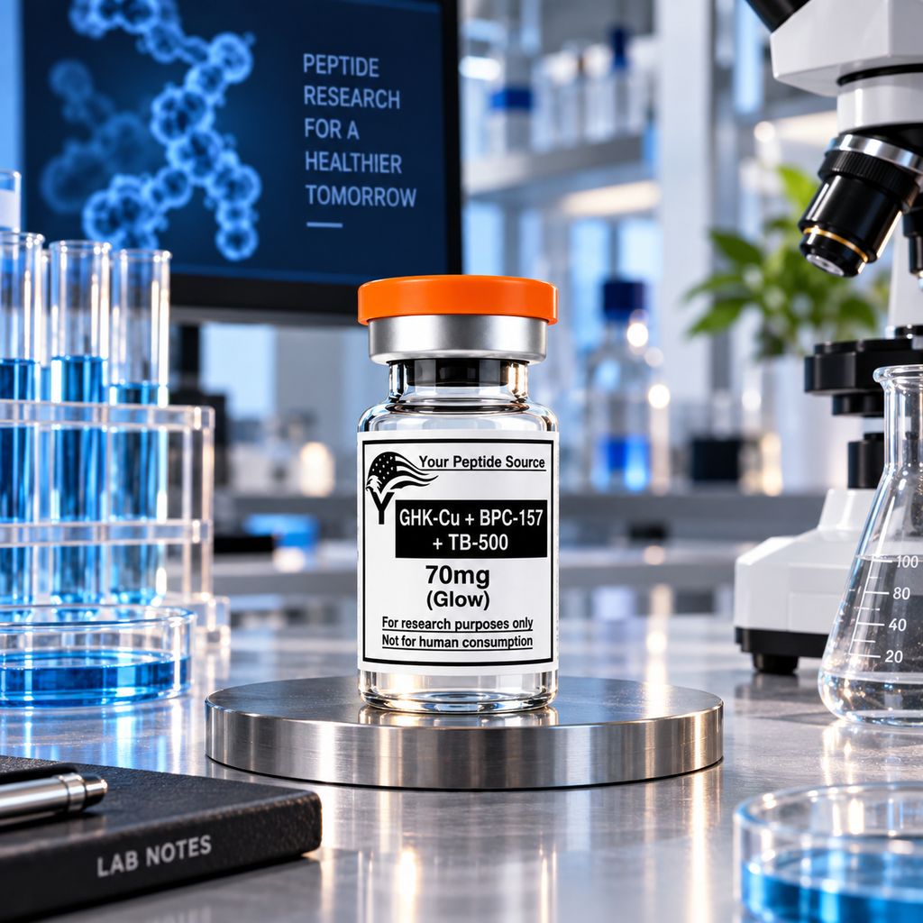 GHK-Cu + BPC-157 + TB-500 70mg (Glow) | Research Blend